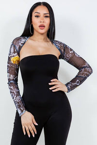 Plus Mesh Long Sleeve Shrug