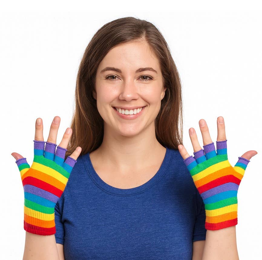 Rainbow Fingerless Gloves