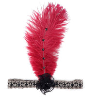 Ostrich Flapper Headband Burgundy/Grey/Black