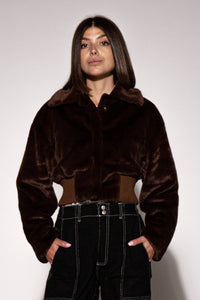 Fuzzy Faux Fur Crop Jacket