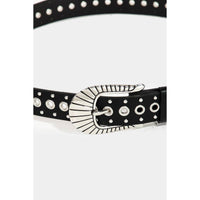 Metallic Stud And Grommet Vegan Leather Belt