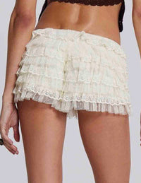 Lace Mesh Ruffle Shorts
