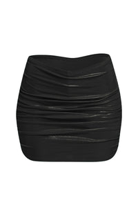 Slinky foiled ruched skirt with shorts under