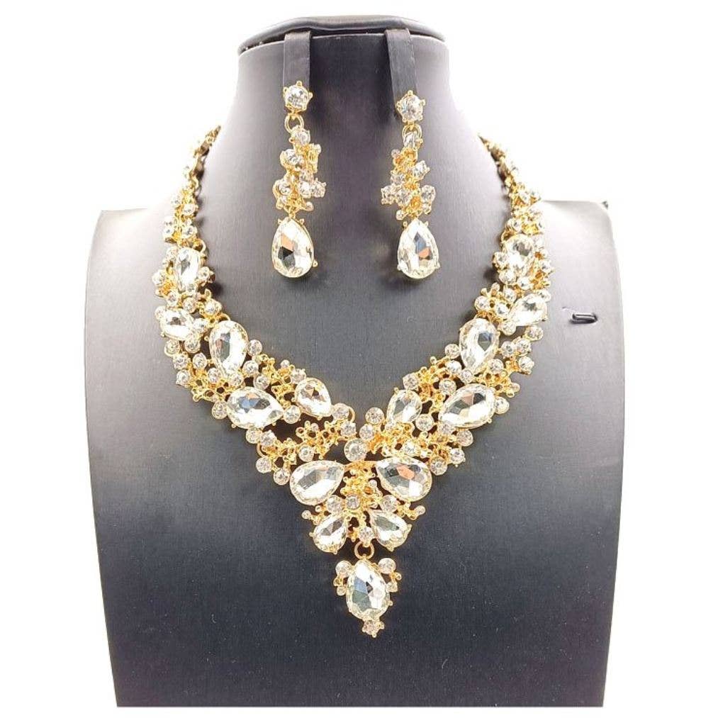 Vine Rhinestone Necklace Set