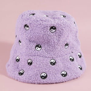 Yin Yang Patch Sherpa Teddy Bucket Hat