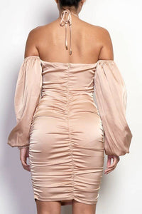 Off Shoulder Satin Dress