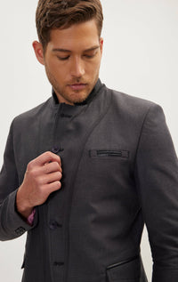 Men's Symmetric Button Closure Jacket - Anthracite