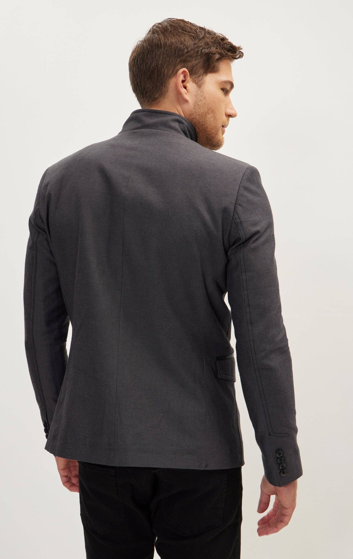 Men's Symmetric Button Closure Jacket - Anthracite