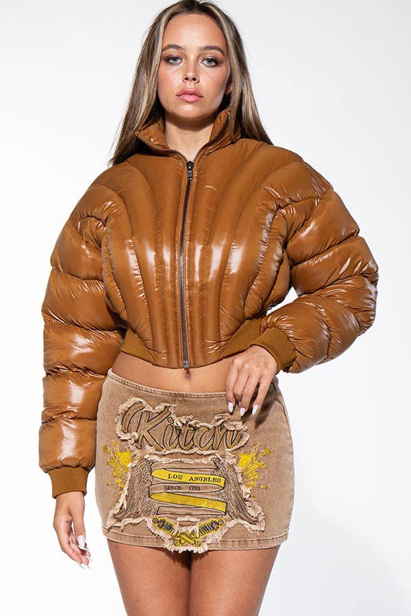 PINK CROP PUFFER JACKET
