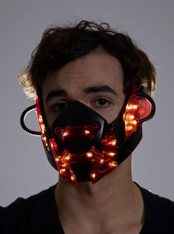 Light-Up Red Cyberpunk  Mask