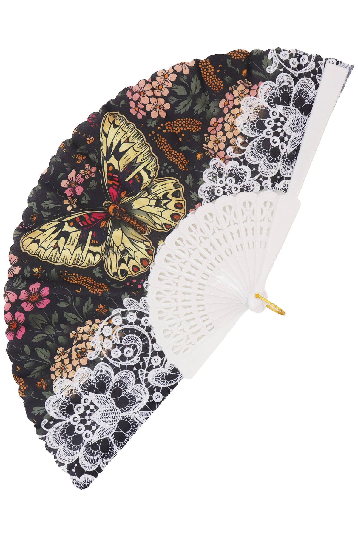Butterfly Daisy Floral Handheld Folding Fan