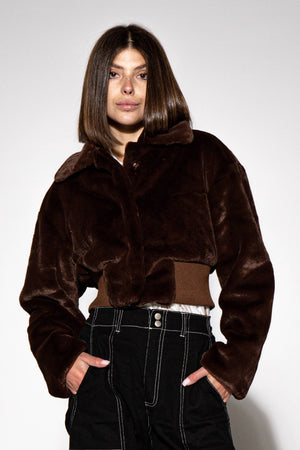 Fuzzy Faux Fur Crop Jacket