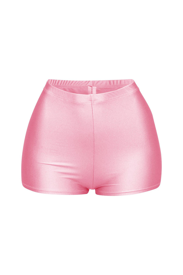 Shiny tricot high waisted shorts