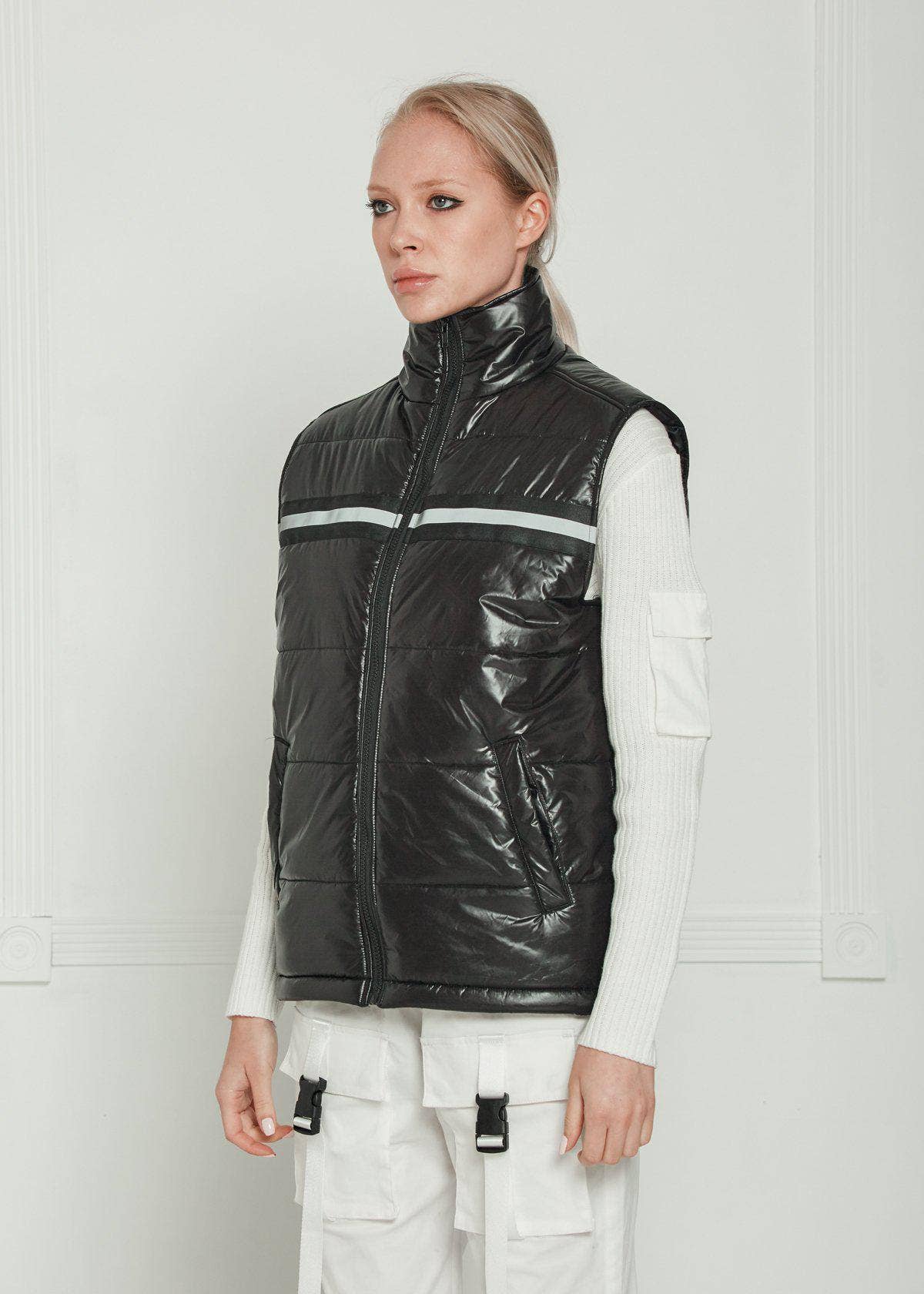 Konus Men's Zip-Up Puffer Vest In Black