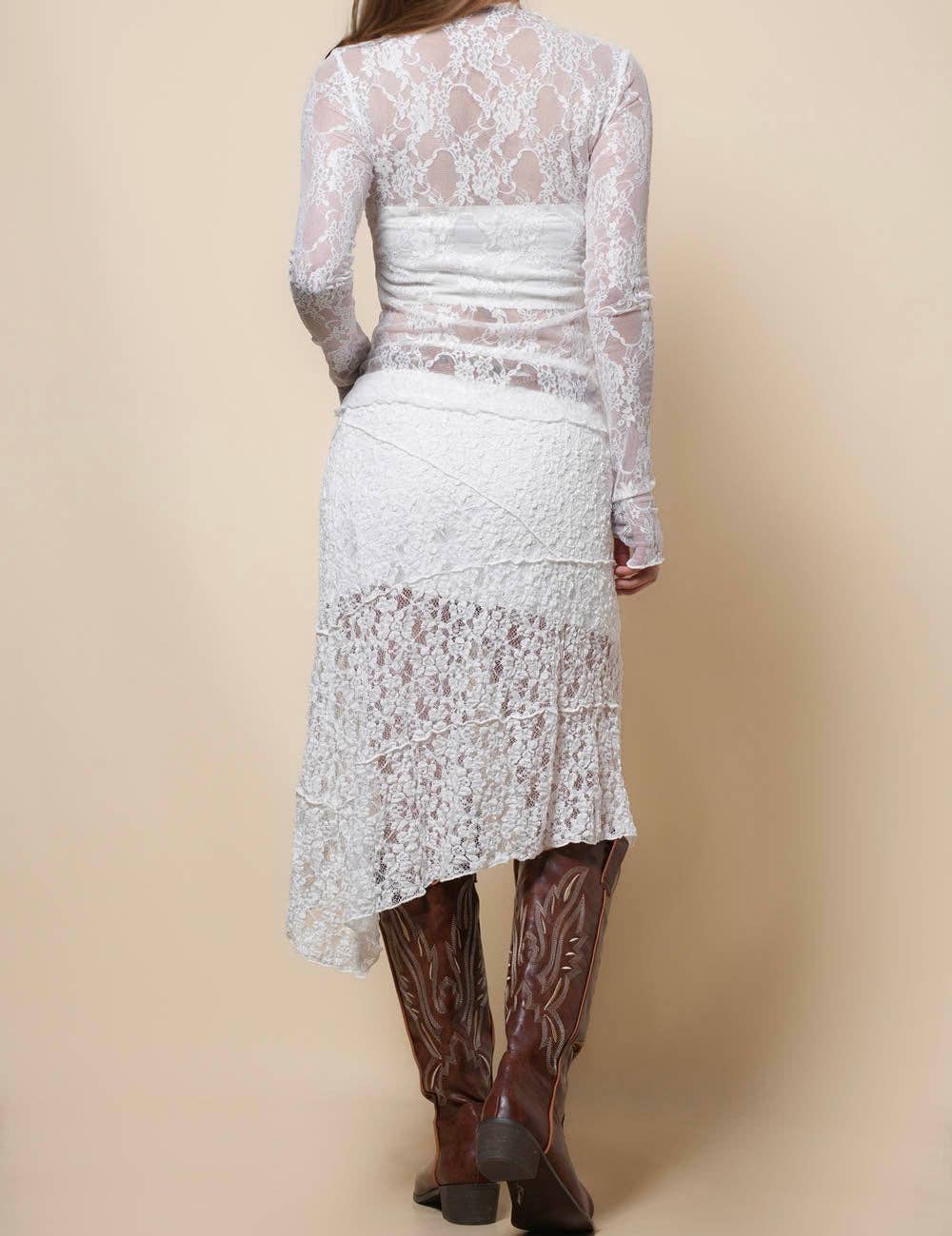 Turtle Neck Sheer Lace Top