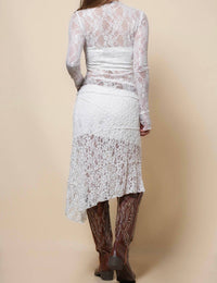 Turtle Neck Sheer Lace Top