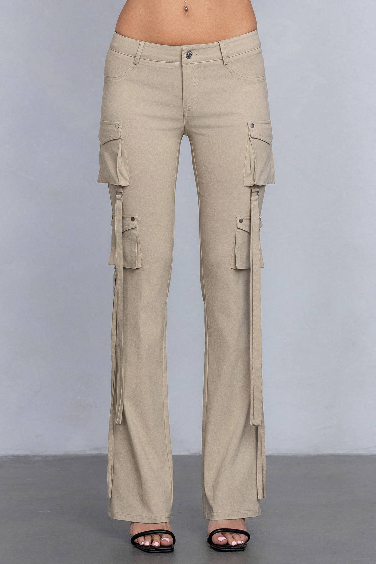 Stretchy flared cargo pants