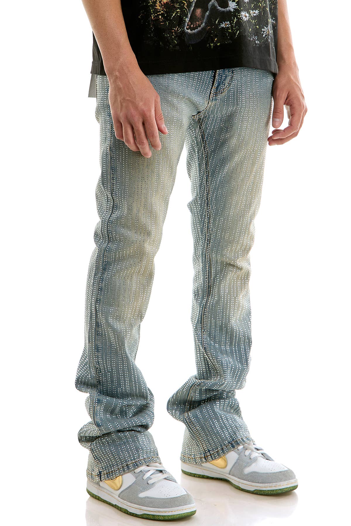 RHINESTONE FLARE JEANS