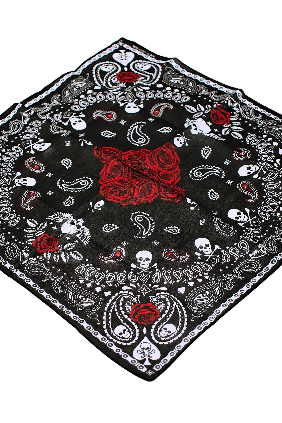 Gothic Skull Paisley Floral Print Cotton Bandana