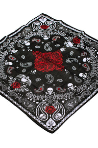 Gothic Skull Paisley Floral Print Cotton Bandana
