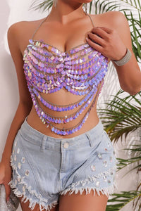 COLORFUL SHELL SEQUIN TOP