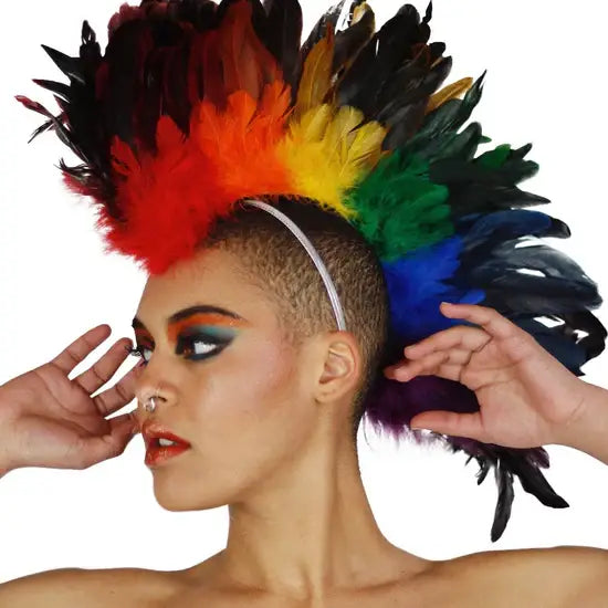 Rainbow Feather Mohawk-Coque