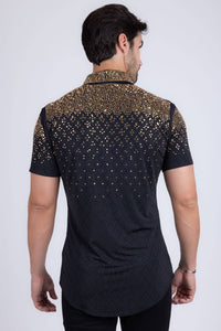 Men's Rhinestone Stretch Short Sleeve Shirt