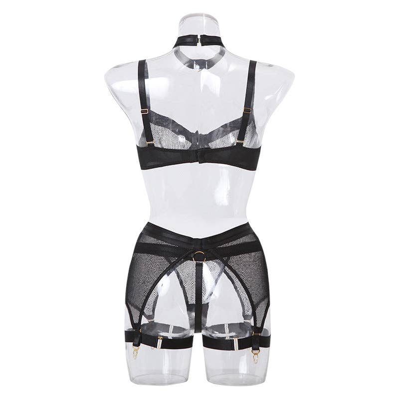 See Through Set with Garter Shorts