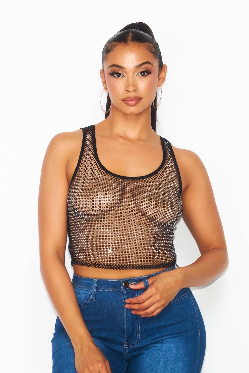 Rhinestone Cropped Tank