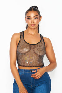 Rhinestone Cropped Tank