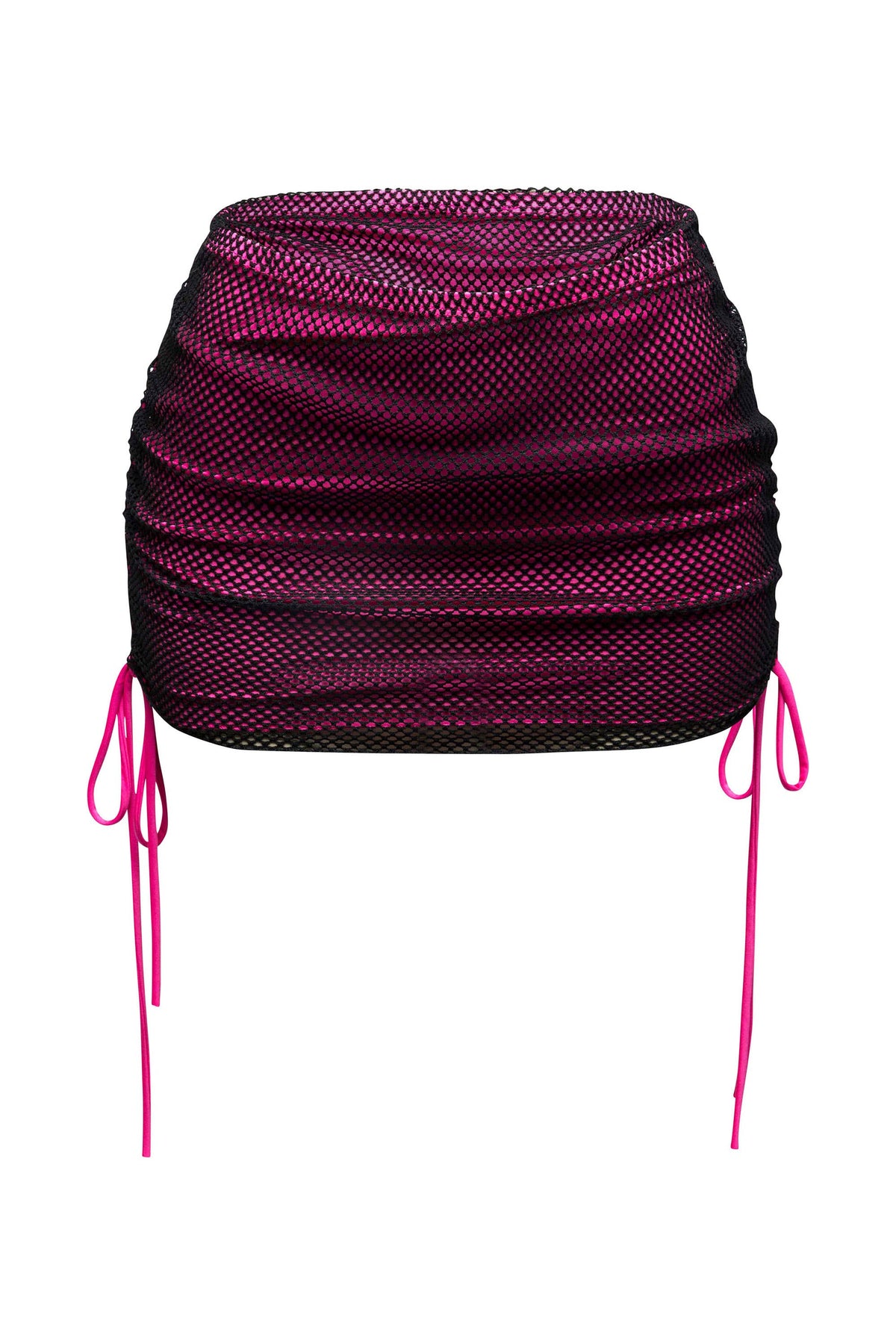Ruched mesh contrast mini skirt