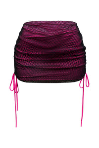 Ruched mesh contrast mini skirt