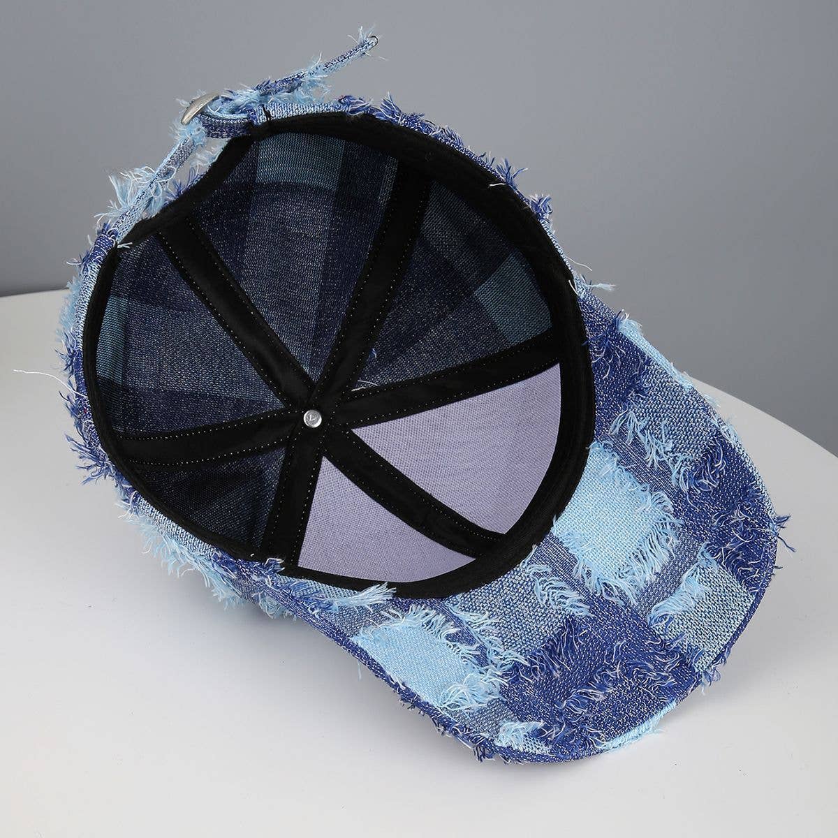 Frayed Plaid Baseball Cap