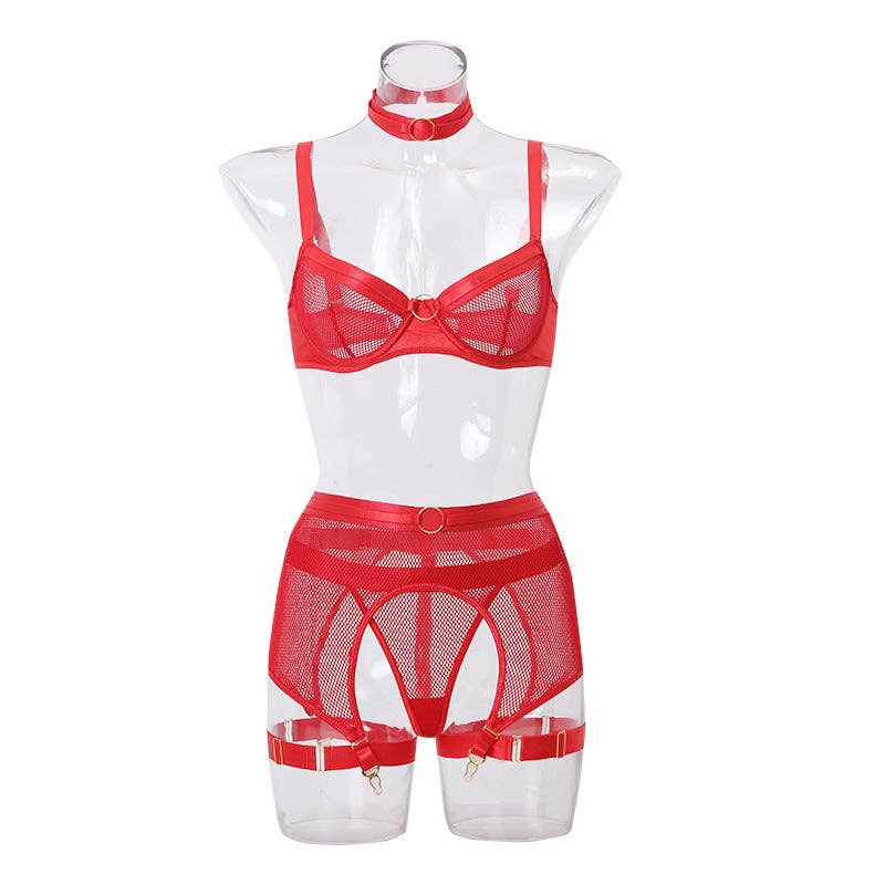 See Through Set with Garter Shorts
