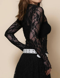 Turtle Neck Sheer Lace Top