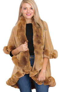 Luxury Bubble Faux Fur Double Layered Cape Poncho