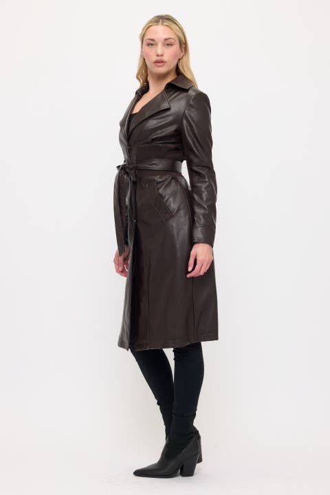 Neo Luxe Leather Trench