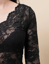 V-Neck Floral Lace Top