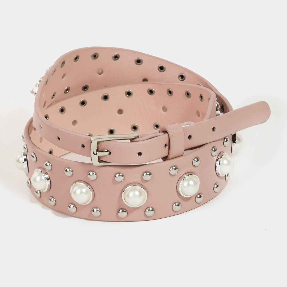 Pearly Studded Vegan Leather Belt