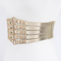 Metallic PU Metal Studded Corset Plus Size Elastic Belt