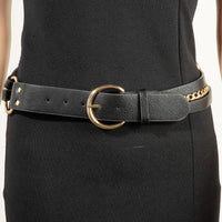 Concho Heart Faux Leather And Chain Belt