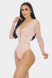 Rhinestone Long Sleeve Bodysuit
