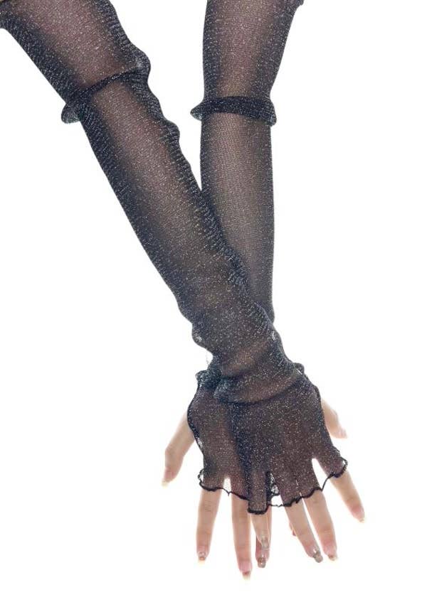 Black Shimmer Fingerless Sleeves