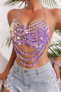 COLORFUL SHELL SEQUIN TOP