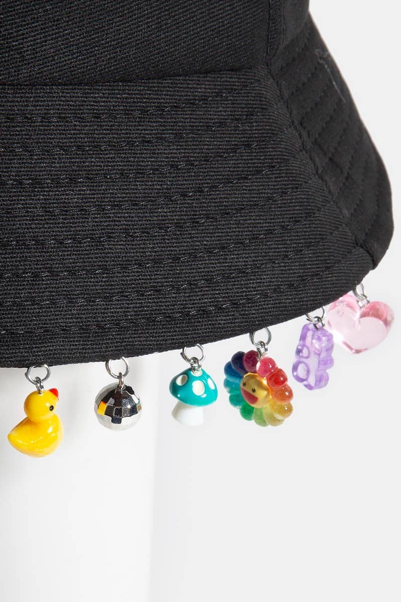 Assorted Charms Dangle Bucket Hat