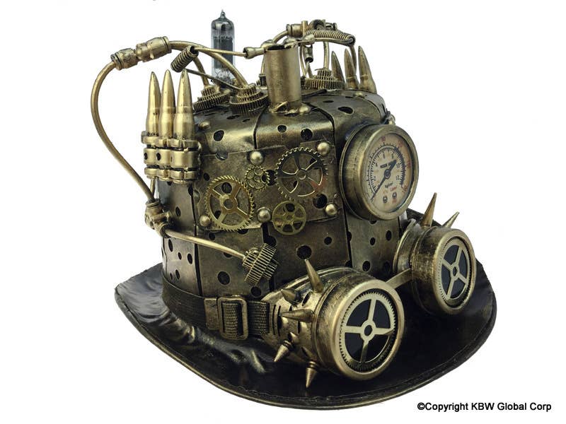 Gold Steampunk Bullet Pressure Gauge Top Hat