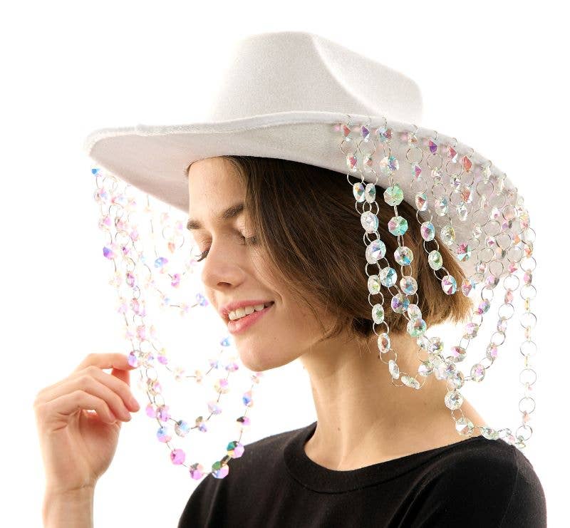 White Cowboy Hat with Jewels
