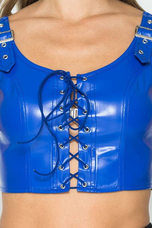 Leather Buckle Top