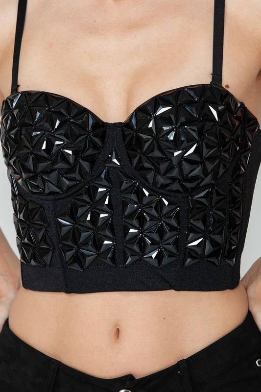 Silver Black Bustier
