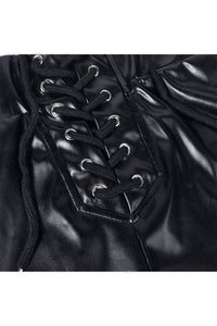 Lace up faux leather shorts